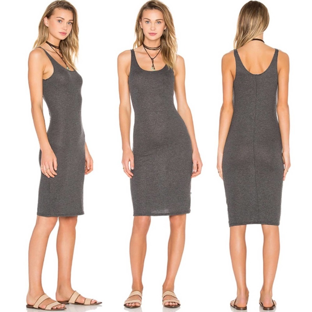 NWT Lulus NYTT Janea Midi Dress Dress Raw Edge Bodycon Grey